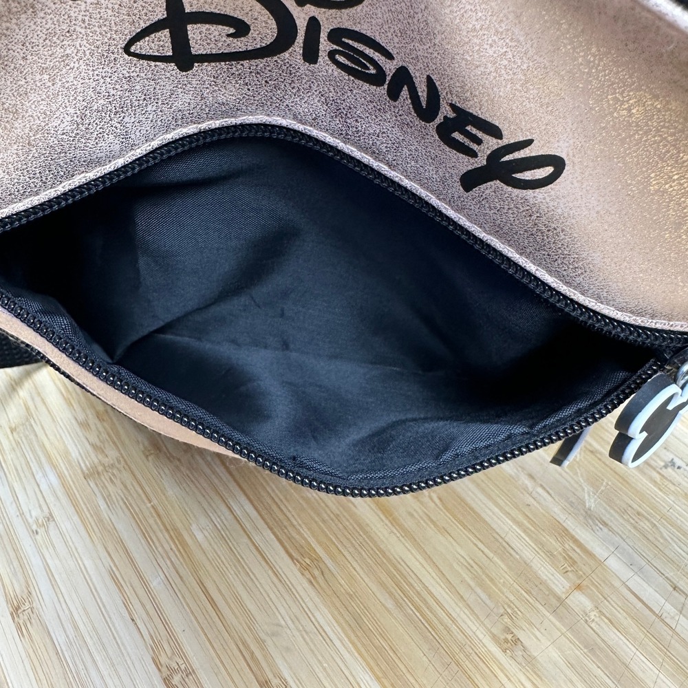 Disney Mickey Mouse Crossbody Bag Rose Gold Metallic Triple Zip Small Purse - Picture 12 of 12